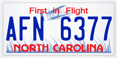 NC license plate AFN6377