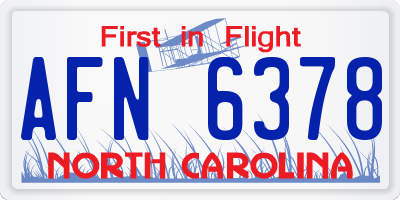 NC license plate AFN6378