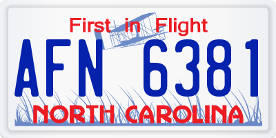NC license plate AFN6381