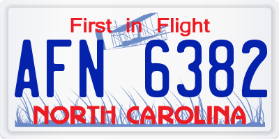 NC license plate AFN6382