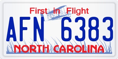 NC license plate AFN6383