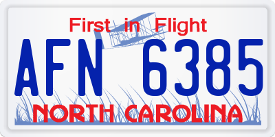 NC license plate AFN6385