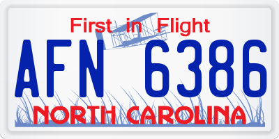 NC license plate AFN6386