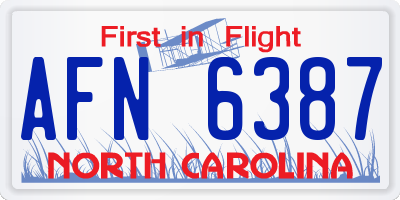 NC license plate AFN6387