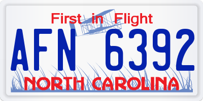 NC license plate AFN6392