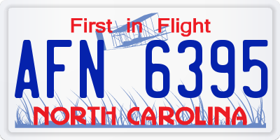 NC license plate AFN6395
