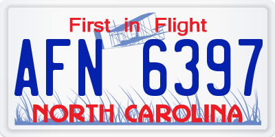 NC license plate AFN6397