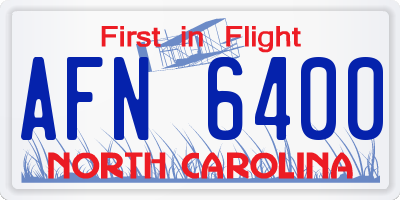 NC license plate AFN6400