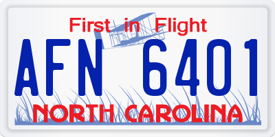 NC license plate AFN6401
