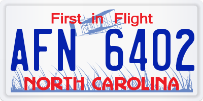 NC license plate AFN6402
