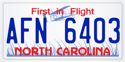 NC license plate AFN6403