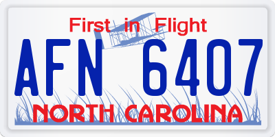 NC license plate AFN6407