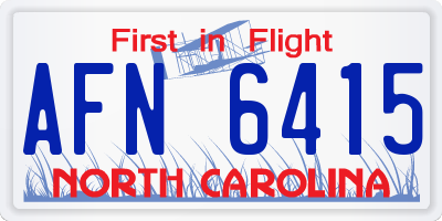 NC license plate AFN6415