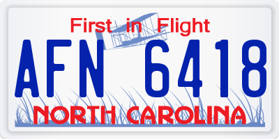 NC license plate AFN6418