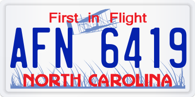 NC license plate AFN6419