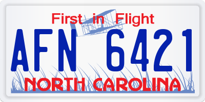 NC license plate AFN6421