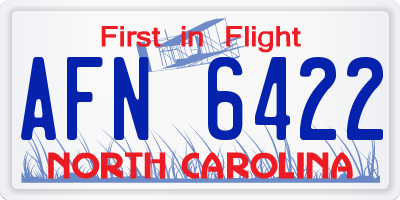 NC license plate AFN6422