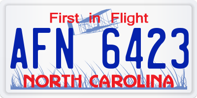 NC license plate AFN6423