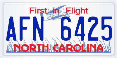 NC license plate AFN6425