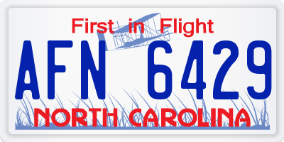 NC license plate AFN6429