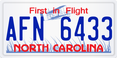 NC license plate AFN6433