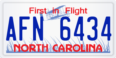 NC license plate AFN6434
