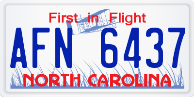 NC license plate AFN6437