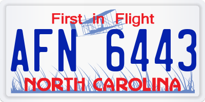NC license plate AFN6443