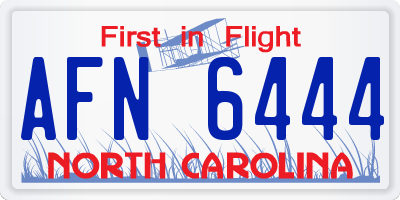 NC license plate AFN6444