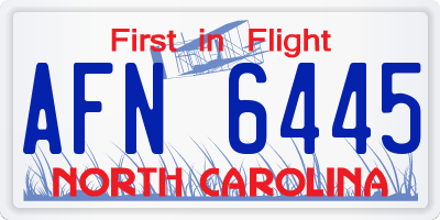 NC license plate AFN6445