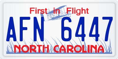 NC license plate AFN6447
