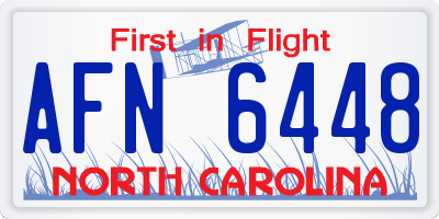 NC license plate AFN6448