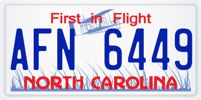 NC license plate AFN6449