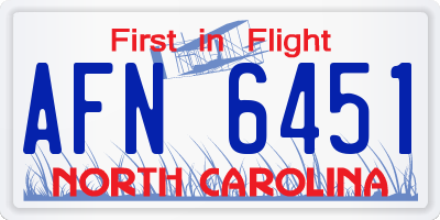 NC license plate AFN6451