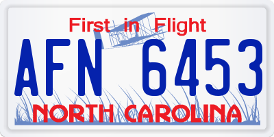 NC license plate AFN6453