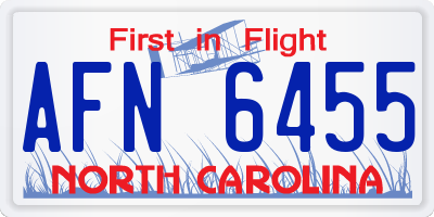 NC license plate AFN6455