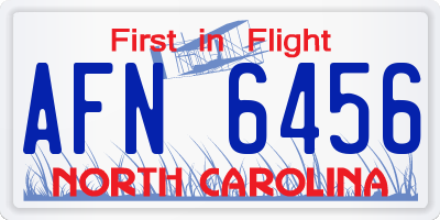 NC license plate AFN6456