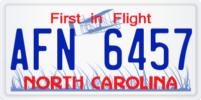 NC license plate AFN6457