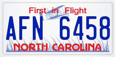 NC license plate AFN6458