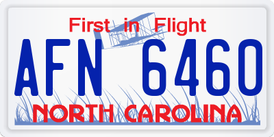 NC license plate AFN6460
