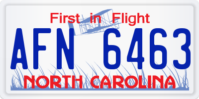 NC license plate AFN6463