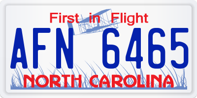 NC license plate AFN6465