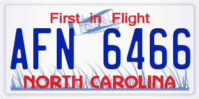 NC license plate AFN6466
