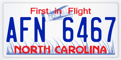 NC license plate AFN6467