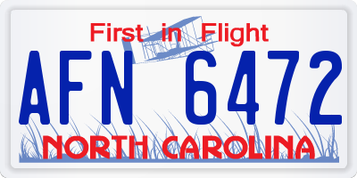 NC license plate AFN6472