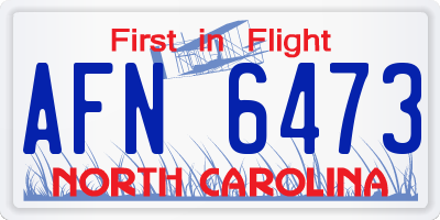 NC license plate AFN6473