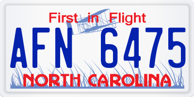 NC license plate AFN6475