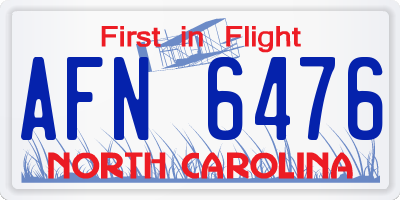 NC license plate AFN6476