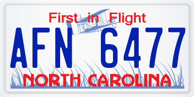 NC license plate AFN6477