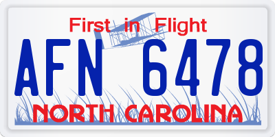 NC license plate AFN6478